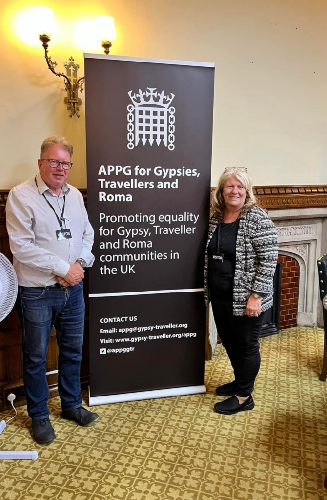 Peter Unwin and Josie O'Driscol at the APPG for Gypsies, Travellers and Roma